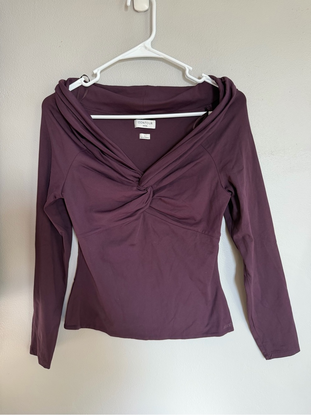 Aritizia Contour Twist Off-Shoulder Long Sleeve Top Purple L
